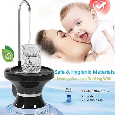 USB Rechargeable Automatic Water Dispenser Pump - For 1 To 5 Gallon Jugs, Hands-Free Electric Water Bottle Pump For Home, Office, Kitchen & Camping