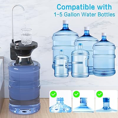 USB Rechargeable Automatic Water Dispenser Pump - For 1 To 5 Gallon Jugs, Hands-Free Electric Water Bottle Pump For Home, Office, Kitchen & Camping